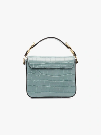 Shop Chloé Blue  C Ring Mock Croc Leather Shoulder Bag
