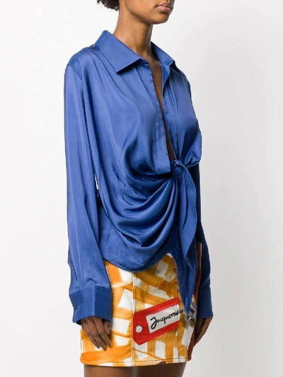 Shop Jacquemus Blue Front-tie Top