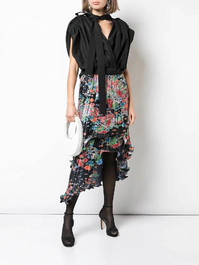 Shop Givenchy Pleated Asymmetric Midi Skirt