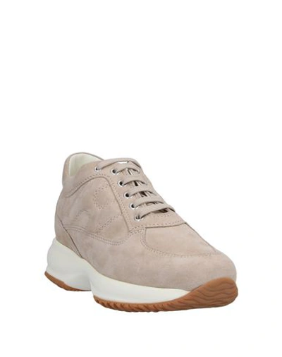 Hogan Low-top Sneakers 00n0s Suede Glitter Logo Beige In Beige