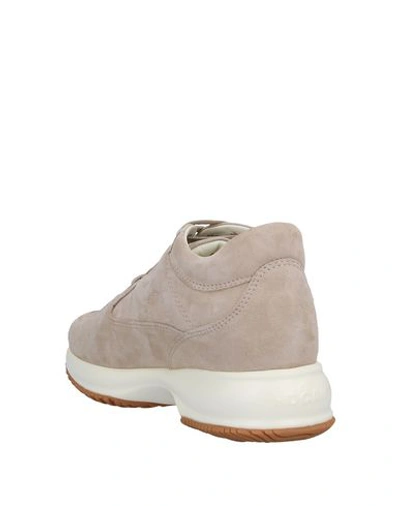 Hogan Low-top Sneakers 00n0s Suede Glitter Logo Beige In Beige