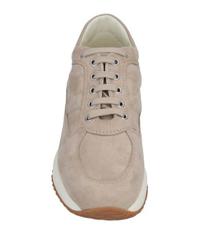 Hogan Low-top Sneakers 00n0s Suede Glitter Logo Beige In Beige