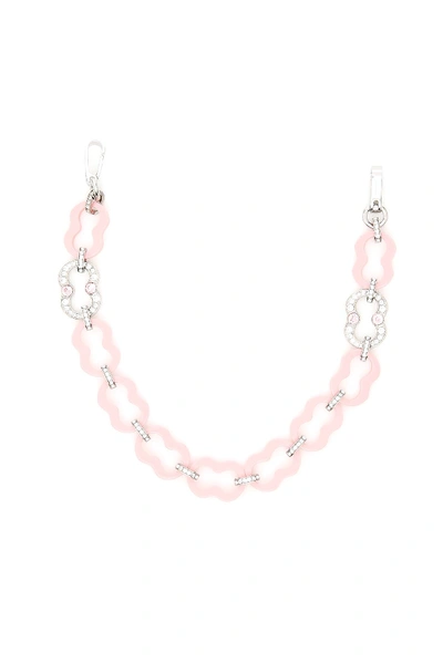 Shop Prada Plexi Chain Strap In Pink,metallic,silver