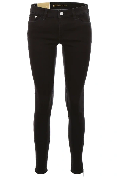 Shop Michael Michael Kors Skinny Jeans With Zip In Black