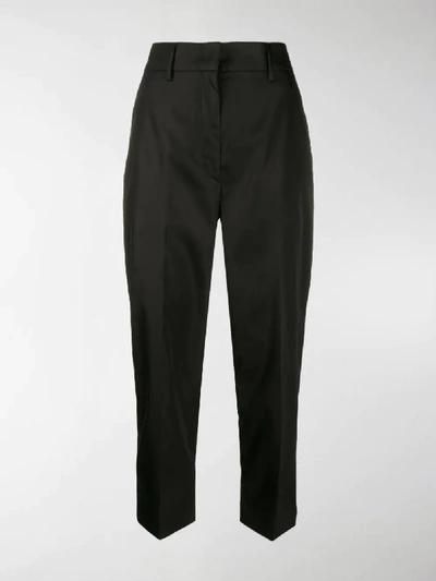 Shop Prada High-waisted Cropped Trousers In Black