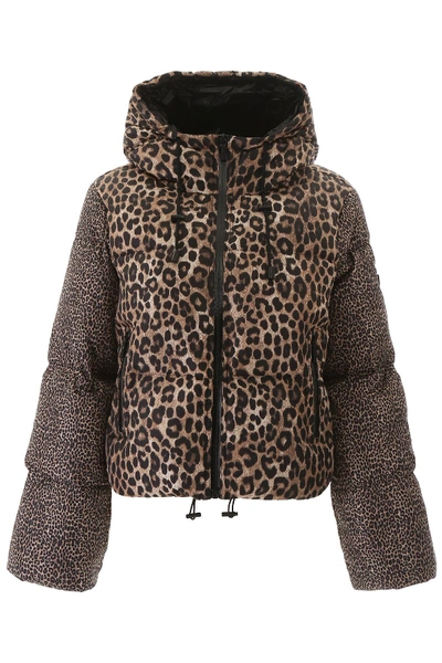 Shop Michael Michael Kors Animalier Puffer Jacket In Brown,beige,black