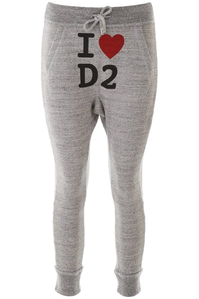 Shop Dsquared2 I Love D2 Joggers In Grey