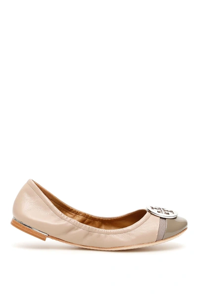 Shop Tory Burch Minnie Cap-toe Ballerinas In Pink,beige,grey