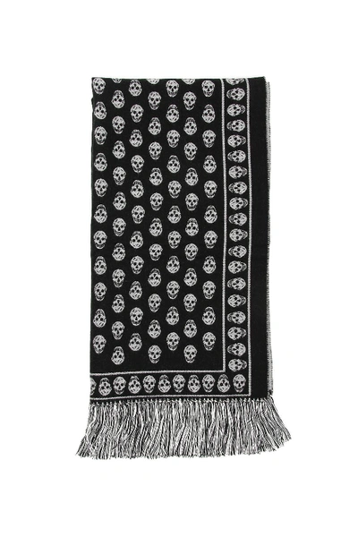 Shop Alexander Mcqueen Extra Large Skull Scarf In Black,white