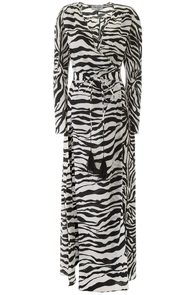 Shop Attico Zebra Print Dress In Black,white