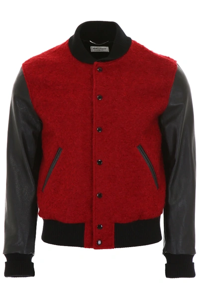 Shop Saint Laurent Teddy Jacket In Red,black