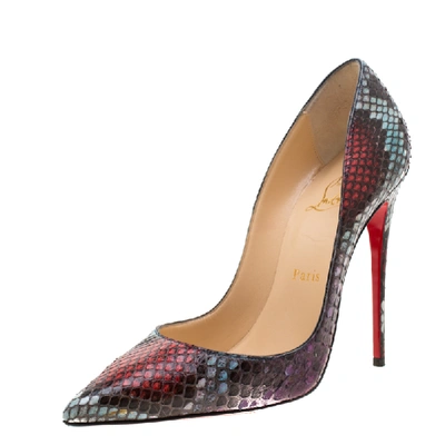 Pre-owned Christian Louboutin Multicolor Python Leather So Kate Pointed Toe Pumps Size 37.5