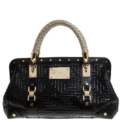 Pre-owned Versace Black Leather Snap Out Of It Satchel