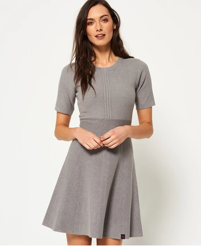 Shop Superdry Lexi Fit And Flare Knit Dress In Grey