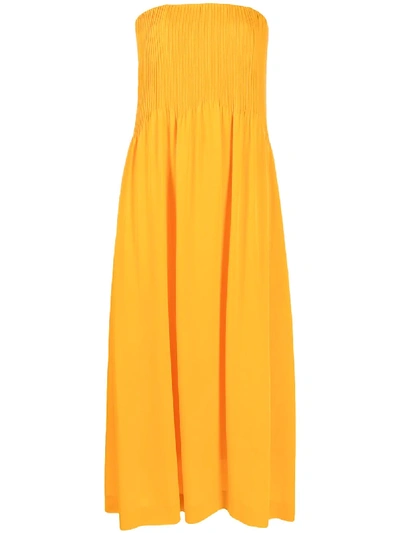 Shop Nina Ricci Pleated Front Maxi Dress In Orange