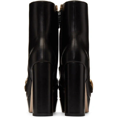 Shop Gucci Black Leather Fringe Gg Platform Boots