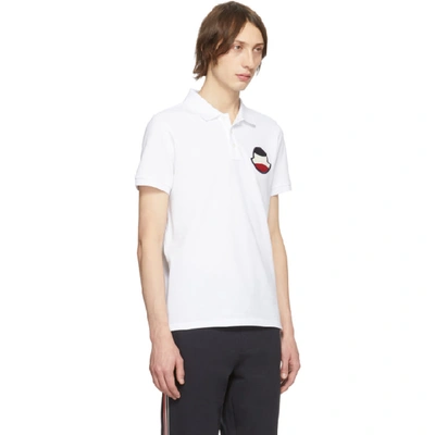 Shop Moncler White Manica Corta Maglia Polo In 001 White