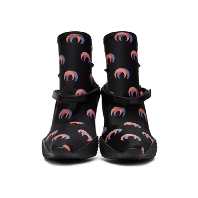 Shop Marine Serre Black Jersey Sock Ankle Future Heel Boots In Moon Blk Pi