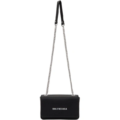 Shop Balenciaga Black Everyday Chain Wallet Bag In 1000 Black/