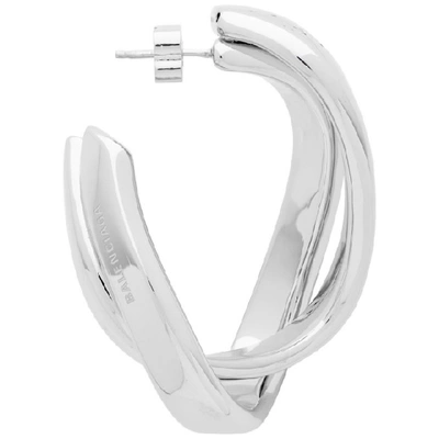 Shop Balenciaga Silver Twirl Earrings In 0926 Shiny