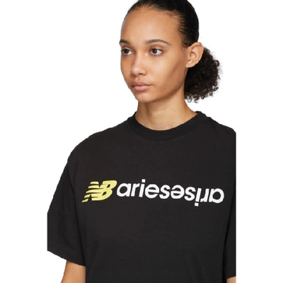 Shop Aries Black New Balance Edition Logo T-shirt