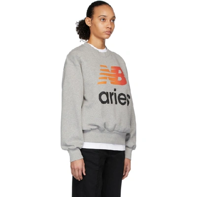 Shop Aries Grey New Balance Edition Logo Sweatshirt