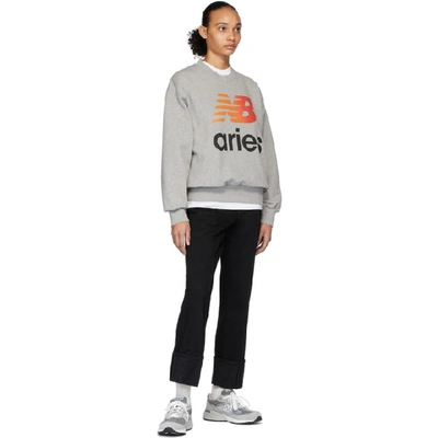 Shop Aries Grey New Balance Edition Logo Sweatshirt