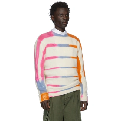 Shop The Elder Statesman Off-white & Pink Cashmere Ladder-dye Sweater In Fuchsia/new Permission