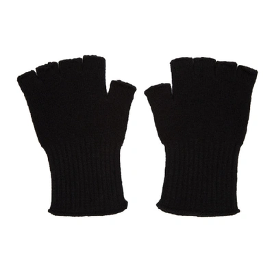 Shop The Elder Statesman Black Heavy Fingerless Gloves