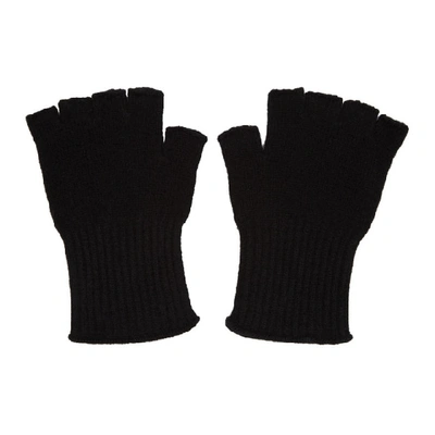 Shop The Elder Statesman Black Heavy Fingerless Gloves
