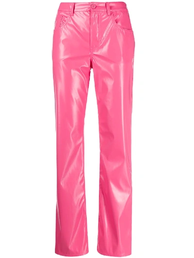 Shop Mm6 Maison Margiela Glossy Straight-leg Trousers In Pink