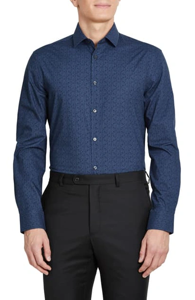 Shop John Varvatos Slim Fit Floral Dress Shirt In Cadet Blue