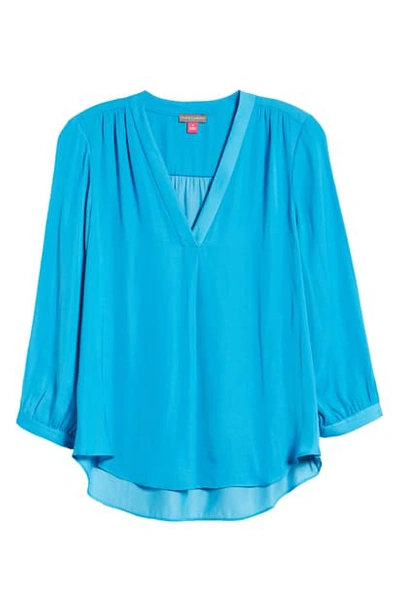 Shop Vince Camuto Rumple Fabric Blouse In Lagoon