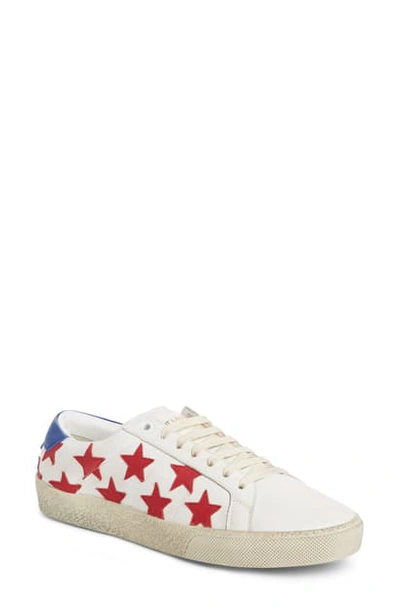 Shop Saint Laurent Classic Court Sneaker In White/ Red