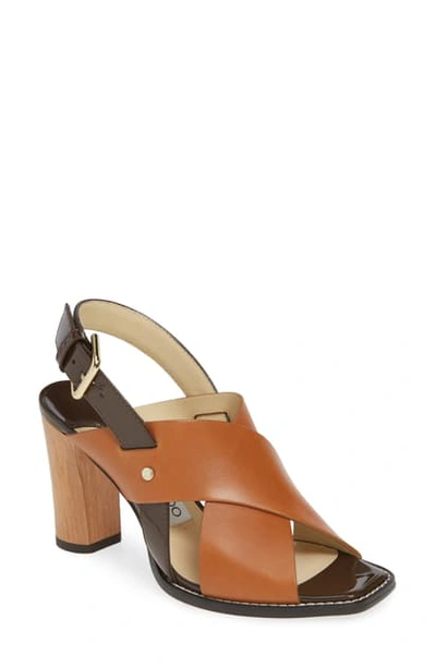 Shop Jimmy Choo Aix Cross Strap Sandal In Brown Mix