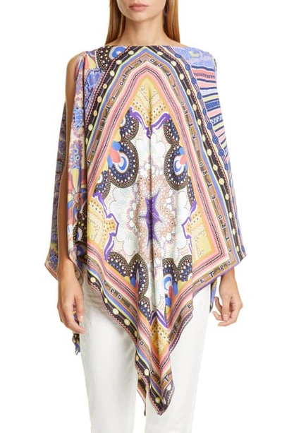Shop Etro Geo Print Cover-up Poncho In Beige