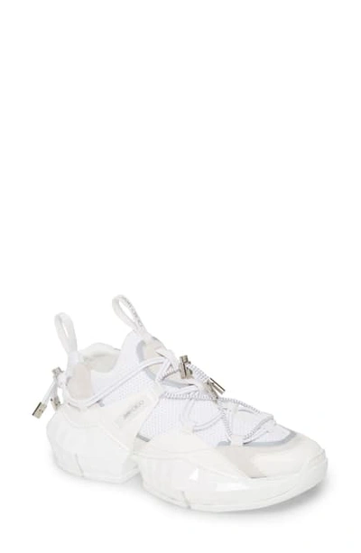 Shop Jimmy Choo Diamond Trail Slip-on Sneaker In Optical White