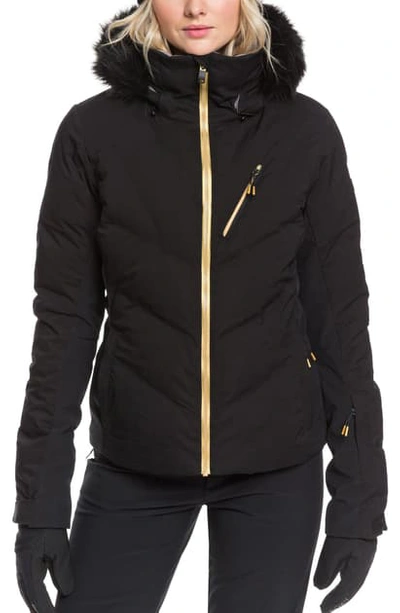 Shop Roxy Snowstorm Plus Waterproof Dryflight Warmflight Insulated Snowsports Jacket In True Black