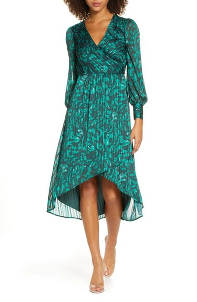 Shop Ali & Jay No Regrets Long Sleeve Jacquard Dress In Pine Painted Leopard