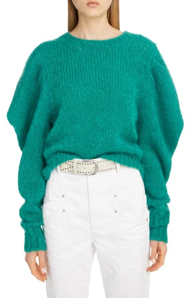 Shop Isabel Marant Oversize Mohair Blend Sweater In Green