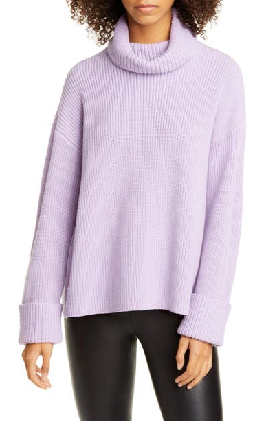 Shop Alice And Olivia Cross Back Wool & Cotton Blend Sweater In Lavender