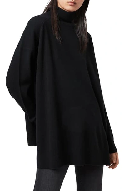 Shop Allsaints Gala Roll Neck Cashmere Sweater In Black