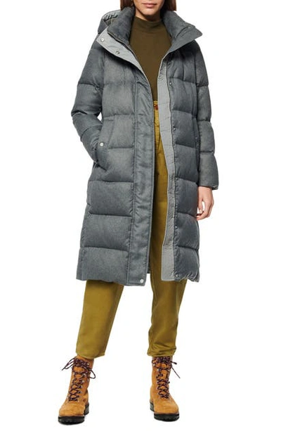 Shop Andrew Marc Brushed Long Down Puffer Coat In Light Grey