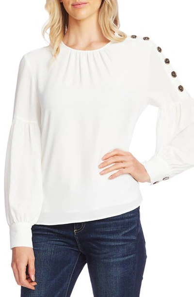 Shop Vince Camuto Button Shoulder Bubble Sleeve Top In Pearl Ivor