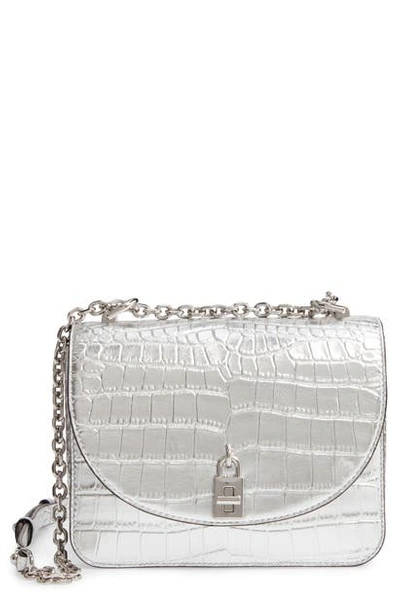Shop Rebecca Minkoff Love Too Leather Shoulder Bag In Silver