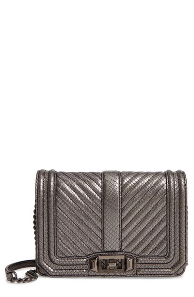 Shop Rebecca Minkoff Small Love Quilted Leather Crossbody Bag In Anthracite