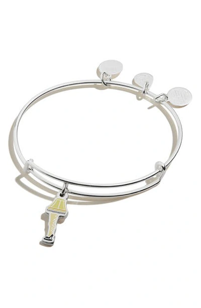 Shop Alex And Ani Color Infusion 'a Christmas Story' Adjustable Wire Bangle In Shiny Silver