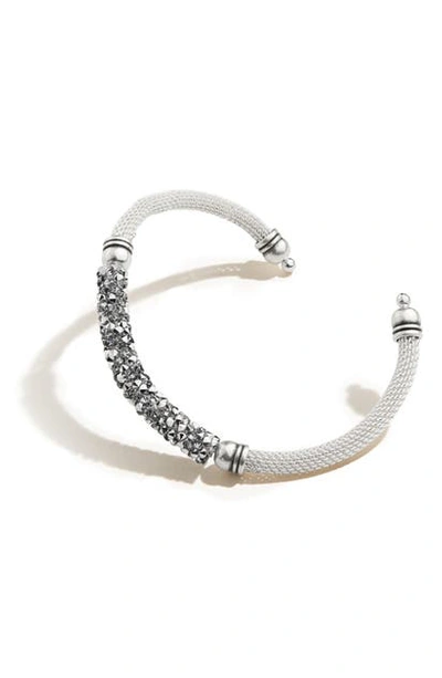 Shop Alex And Ani Starlight Fine Rocks Mesh Cuff Bracelet In Rafaelian Silver