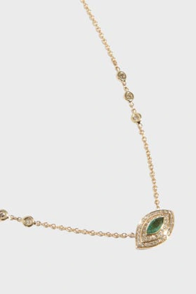 Shop Jacquie Aiche Emerald Eye Necklace In Y Gold