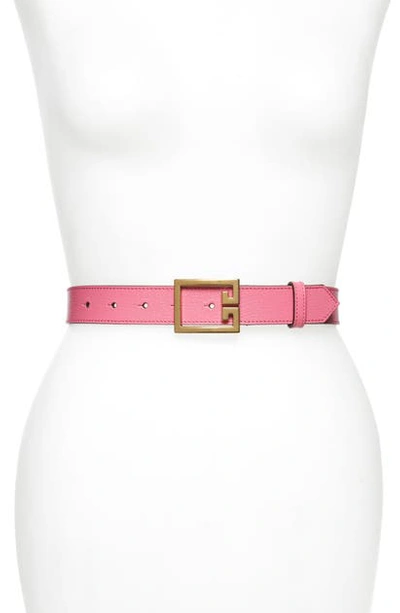 Shop Givenchy 2g Buckle Leather Belt In Sorbet Pink/ Gold